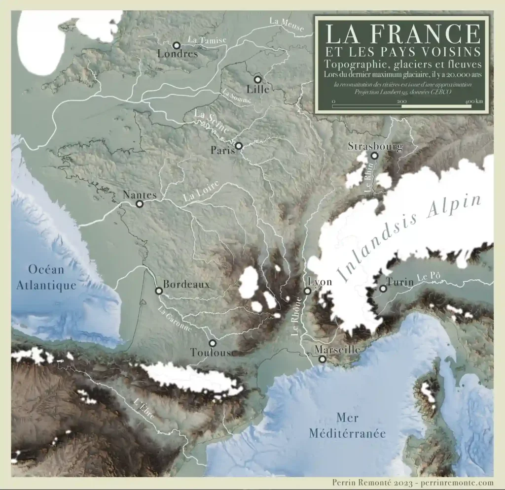 Carte de France de la dernière ère glaciaire